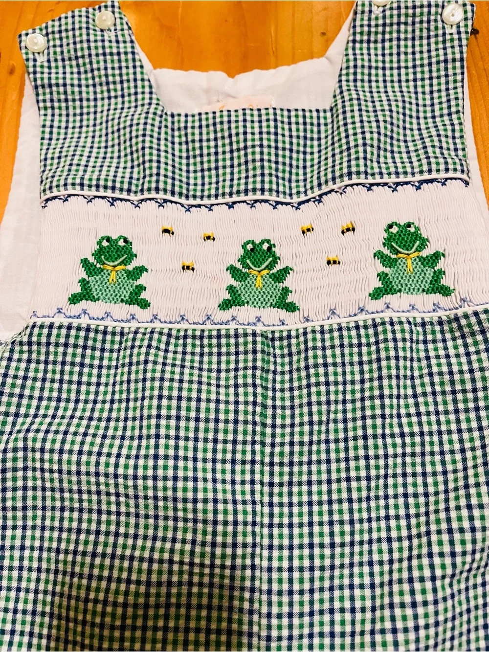 Anavini Seersucker Smocked Frogs Outfit